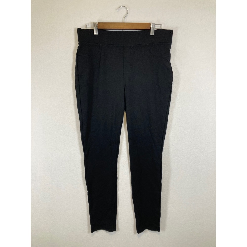 Professional St. John's Bay Women L Black Skinny Leg Pull On Ponte Pants RN93677